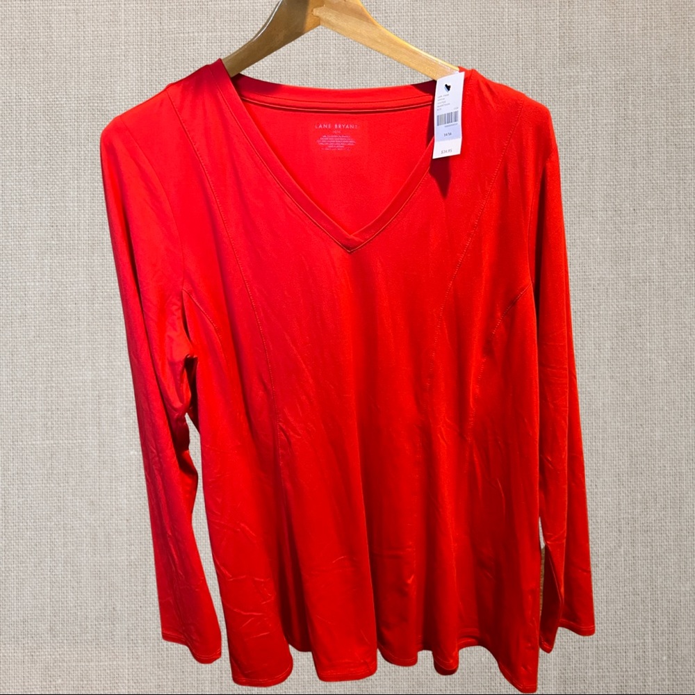 NWT Lane Bryant Plus Size Red Long Sleeve Top